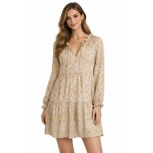 Show Me Your Mumu Birdie Dress Size Small Floral Boho Tiered Long Sleeve USA